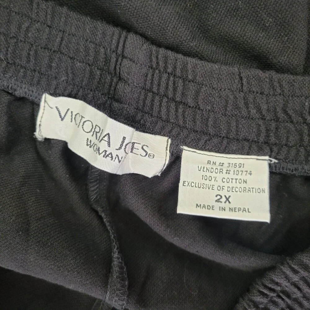 Victoria Jones Womens 2X Plus Black Cotton Shorts Giraffe Applique BLA154E